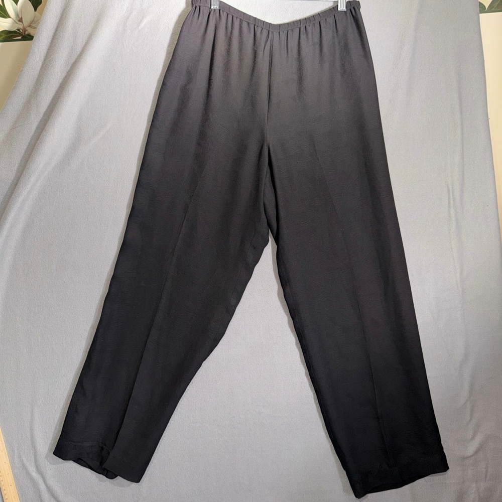 Talbots 12 Black 100% Silk Wide Leg Trousers Minimalist Quiet Luxury Chic